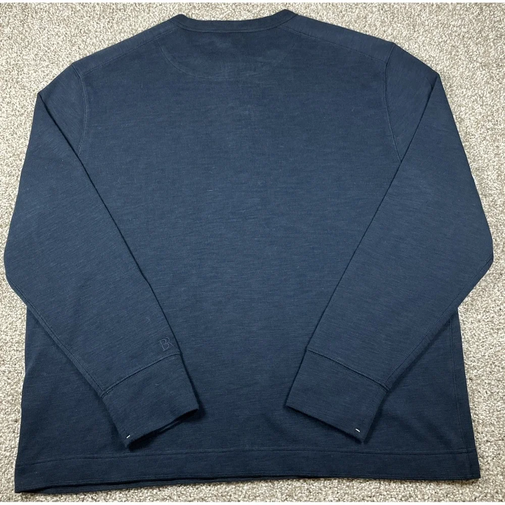 Banana Republic Men's Slub Double Knit Henley Shirt Navy Blue Size XL NEW